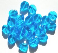25 12mm Aqua Twisted Disk Beads